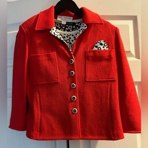 Three piece red St John skirt suit size 4